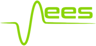 EES logo - green 'ees' with heartbeat line on black background